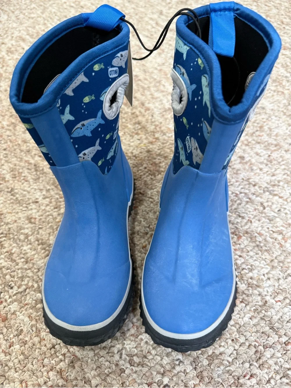 Kids Blue Shark Print Rain Boots